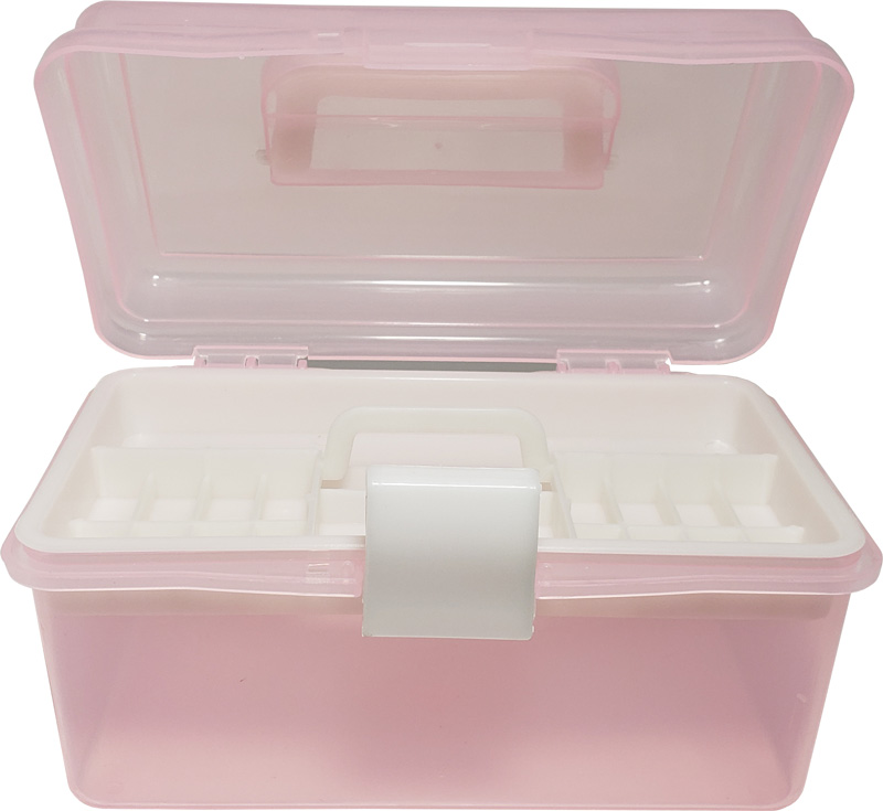 Small Multi-Compartment Storage Box Transparency Pink